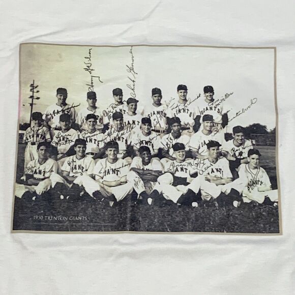 1950 Trenton Giants Graphic Print T Shirt Jerzees White Size Large MLB Team - Picture 5 of 5